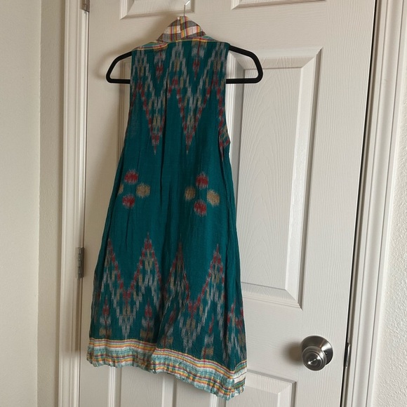 Teal Sleeveless women’s Striped Long Vest - Picture 10 of 11